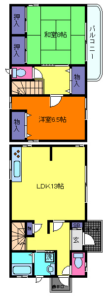 住吉宮町3丁目　貸戸建の間取り