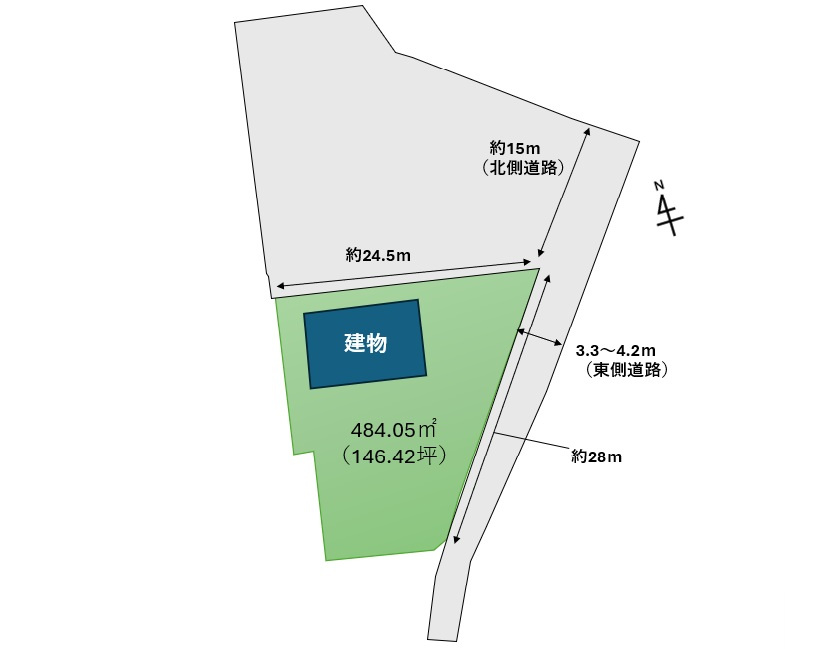 河北町谷地東712-1　中古住宅の区画図