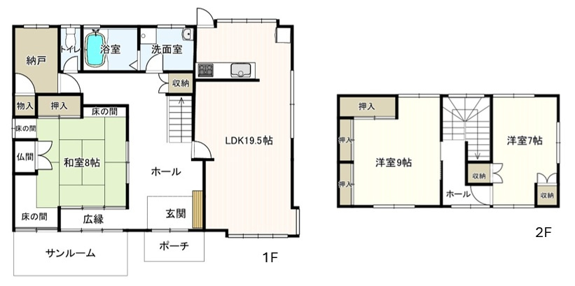 河北町谷地東712-1　中古住宅の間取り