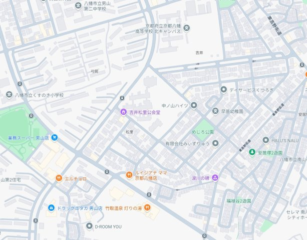 八幡市男山松里　第3期　新築一戸建ての地図