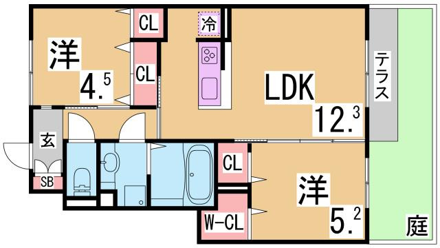 神戸市須磨区月見山町３丁目のアパートの間取り