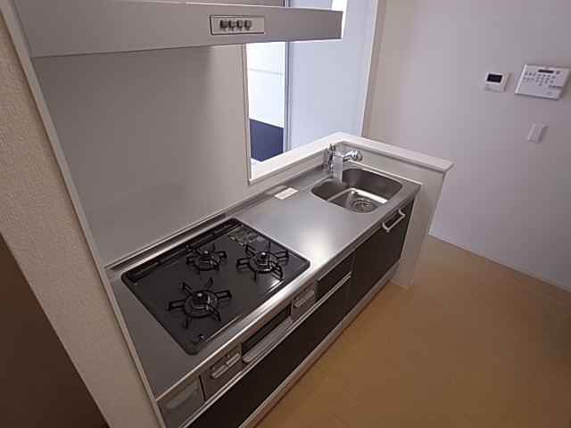 神戸市須磨区月見山町３丁目のアパートのキッチン|システムキッチン（ガス３口）