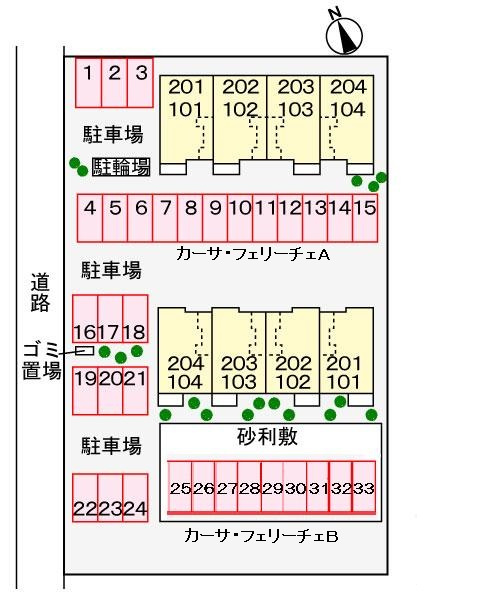 カーサ・フェリーチェAの区画図