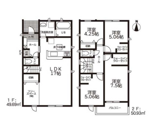 【間取り】 | 【名古屋市北区楠3丁目309-1新築戸建2号棟】✨️仲介手数料無料！✨️楠小学校・楠中学校