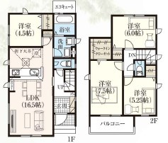 ◆先着申込受付中◆　【錦町花ノ井　1号棟】　お買物環境良好♪の間取り|1号棟参考プランです。