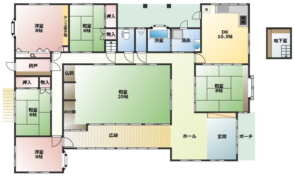 都城市上水流町の中古一戸建の間取り