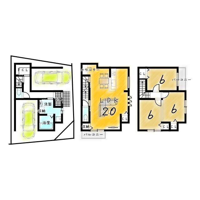 四ノ宮川原町　駐車2台プラン　建築条件付土地の区画図