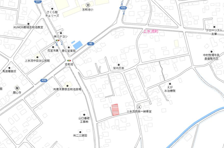都城市上水流町の売地の土地図