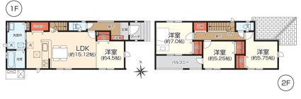 ◆新生活応援キャンペーン中！　小名浜林城　2号棟　オール電化新築建売住宅☆・。の間取り|2号棟間取図です。