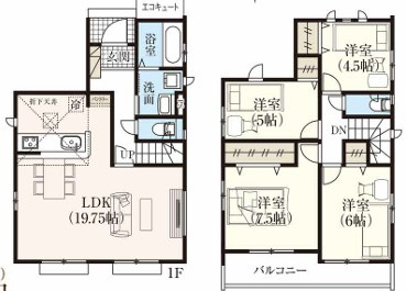◇平下平窪　6期　全4棟／2号棟　いわき駅まで車で9分♪◇の間取り|2号棟間取図です。