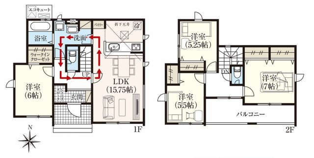 ◇泉町下川　3期　全5棟　5号棟　効率と利便性を意識した家事動線で過ごしやすい間取り♪の間取り|5号棟間取図です。