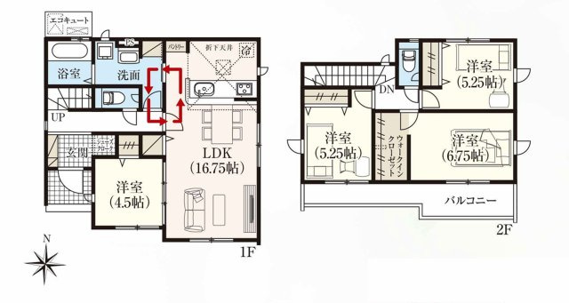 ◇泉町下川　3期　全5棟　2号棟　家族で暮らしやすい4LDK！◇の間取り|2号棟間取図です。