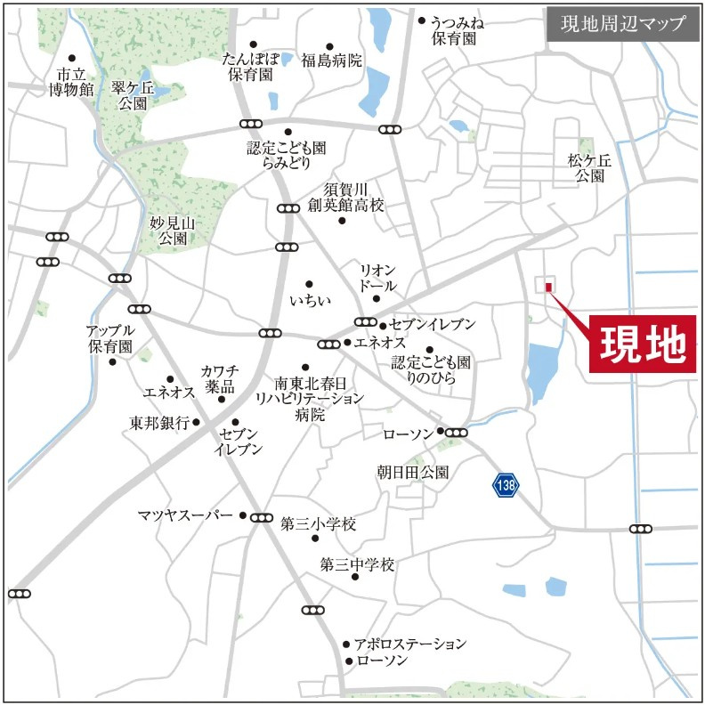 新築戸建・建売　須賀川市和田立石　HINOKIYA　全2棟の地図