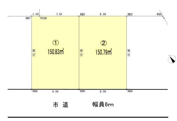 高砂市荒井町小松原4丁目（全2区画）2号地 土地の土地図|2号地。約45.61坪です。