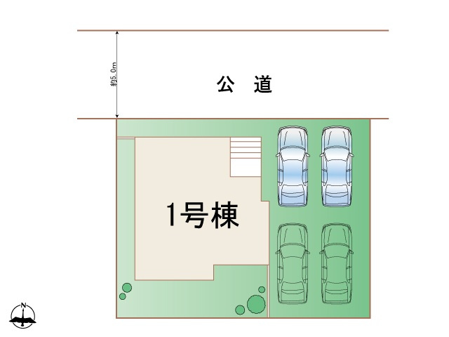 宮崎市本郷南方第1-1棟（1号棟）の区画図|配置図（1号棟）
