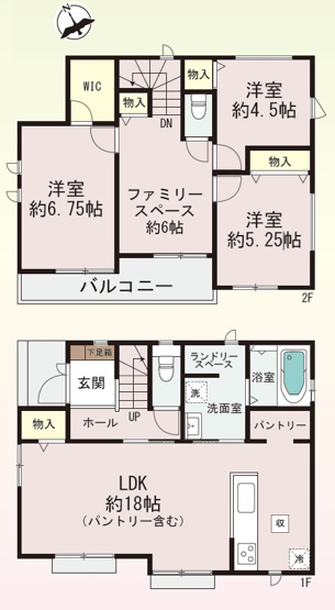 【間取り】 | 明石市魚住町中尾（全2棟）A号棟 | 3LDK+ファミリースペースです。