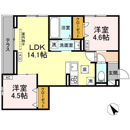 【間取り】 | D-ROOM松木B