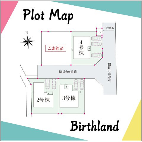 新築戸建・建売　郡山市富久山町福原　スマート・ワン シティ　全4棟の区画図|＜3号棟＞カースペース2台　※敷地の一部に電柱及び支柱、支線が入る場合があります