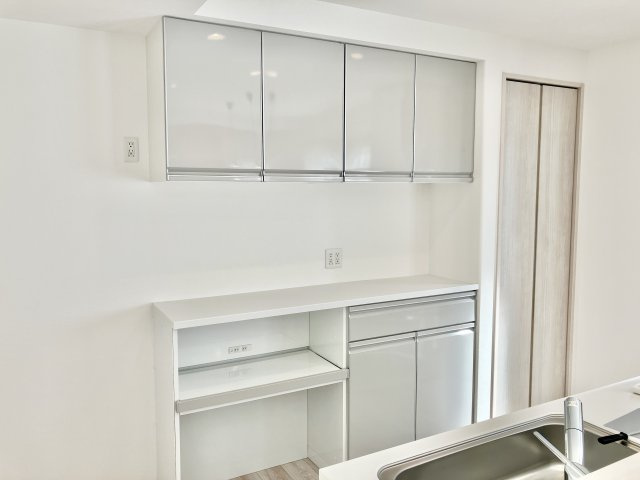 新築戸建・建売　郡山市富久山町福原　スマート・ワン シティ　全4棟の収納|キッチン収納が多くキッチン周りスッキリ！