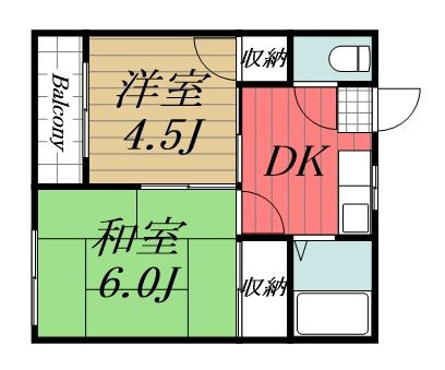【間取り】 | コーポやつる　A棟