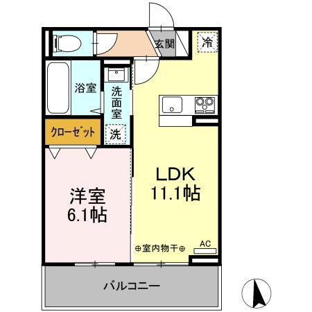 Ｄ－ＲＯＯＭ姉体Ⅲ　Ｂの間取り