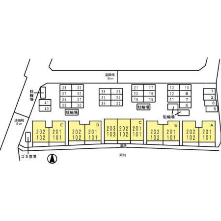 葛城市北花内のアパートの区画図