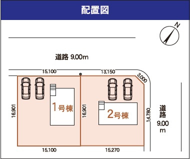 【新築戸建】岩見沢市上幌向南2条8丁目2棟の区画図