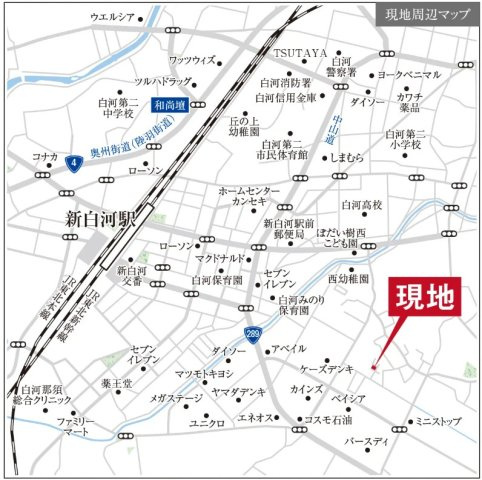 新築戸建・建売　白河市石切場　HINOKIYA　全1棟の地図