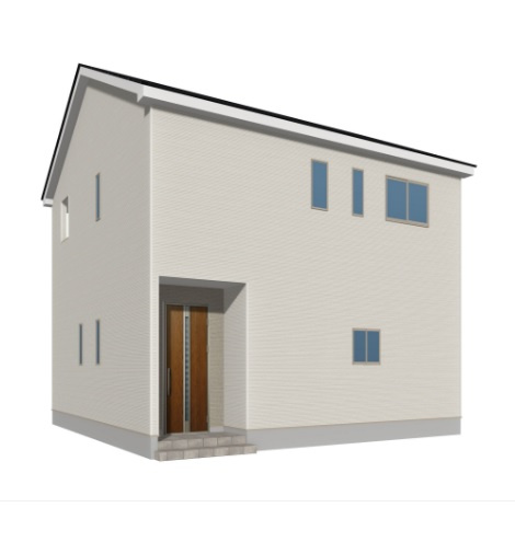 米子市皆生6丁目第一新築分譲住宅の外観パース|シンプルなデザインとなっております♪