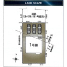 米子市皆生6丁目第一新築分譲住宅の完成予想図|南側もしっかり陽の入る配置及び、来客時も安心の駐車場台数を確保と考えられた配置となります。