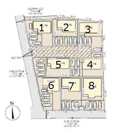 【仲介手数料無料】新築戸建　リーブルガーデン寄居町露梨子2581-1（全8棟）の区画図