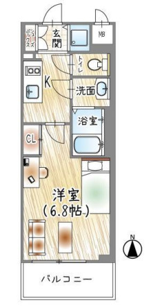 京都市南区八条寺内町　１Ｋ　オーナーチェンジ物件の間取り