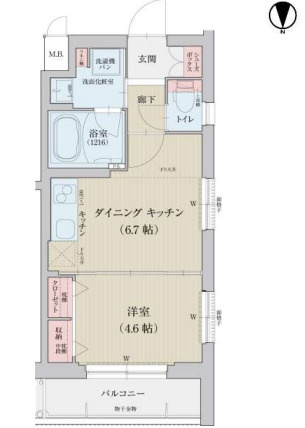 京都市中京区壬生西檜町　１ＤＫ　オーナーチェンジ物件の間取り