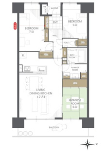 【間取り】レアーレ瓦町 