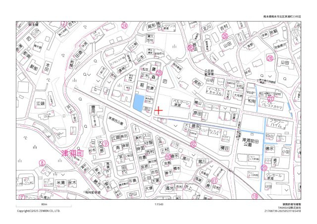いいねホーム北区津浦町1期【高平台小・京陵中】の地図|カーナビ➡熊本市北区津浦町23-94　東側