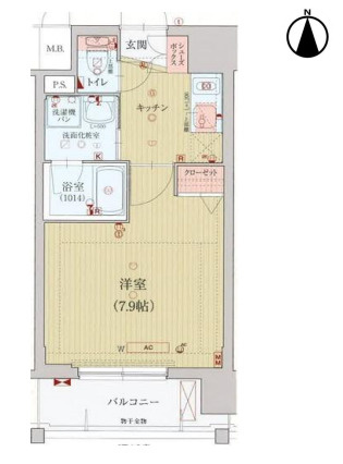 京都市右京区西院日照町　１Ｋ　オーナーチェンジ物件の間取り
