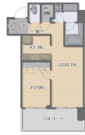 大阪市中央区南本町1丁目　１ＬＤＫ　オーナーチェンジ物件の間取り