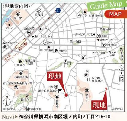 仲介手数料無料　横浜市南区堀ノ内町２丁目の地図