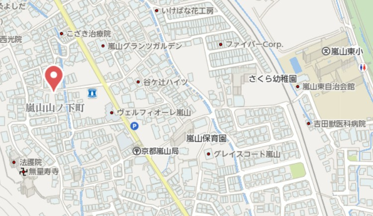 京都市西京区嵐山山ノ下町　新築戸建の地図
