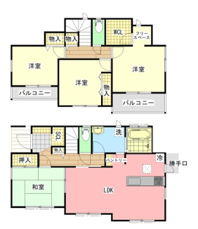 【間取り】 | 西平原1丁目（オール電化・2階建）土地面積：約100坪