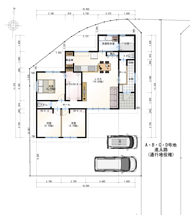 香美市土佐山田町-C号地-新築戸建ての間取り|C号地