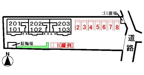 プリティーハウスの区画図|駐車場