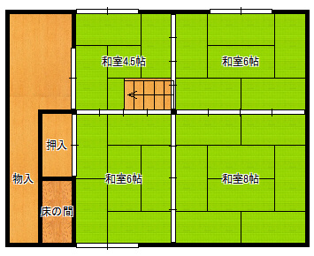 桟敷大嶋邸の間取り|母屋２階