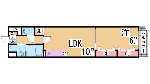 神戸市長田区二葉町７丁目の賃貸マンションの間取り