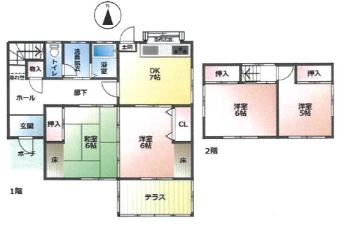 加古川市東神吉町西井ノ口　　JR「宝殿駅」徒歩11分の間取り