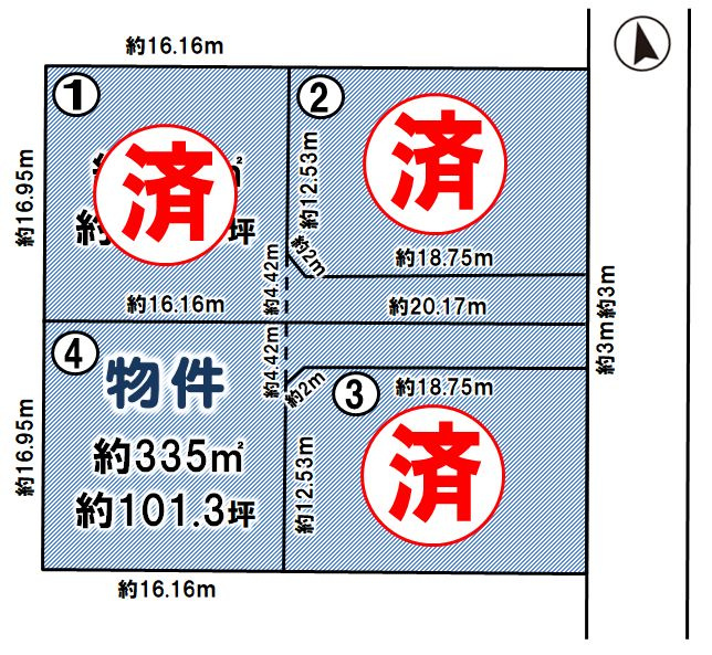《分譲地》下野市仁良川　全4区画（区画4）の区画図