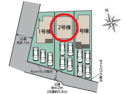 豊田市中町中郷　新築分譲住宅　全3棟　2号棟の区画図