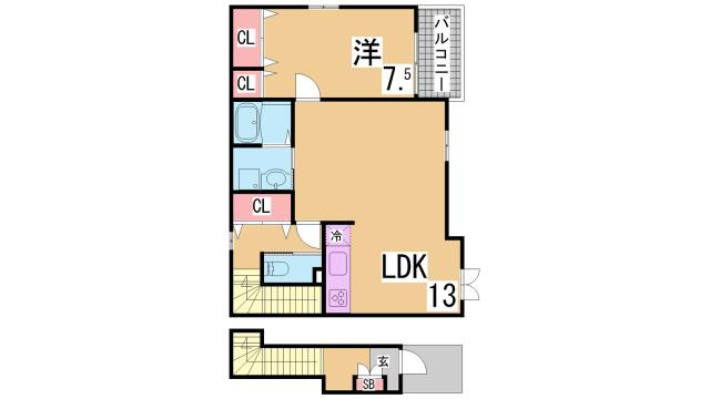 神戸市須磨区一ノ谷町２丁目のアパートの間取り