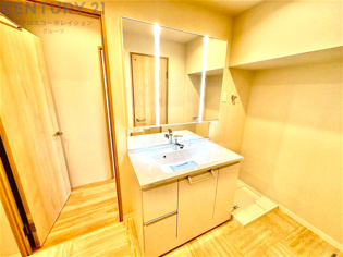 化粧品や洗顔料、歯ブラシなどの必需品をまとめて置ける収納スペースがあり、使用するたびに取り出す手間が省けます。また、水回りのため、濡れても大丈夫な素材が使用されており、お手入れが簡単です。