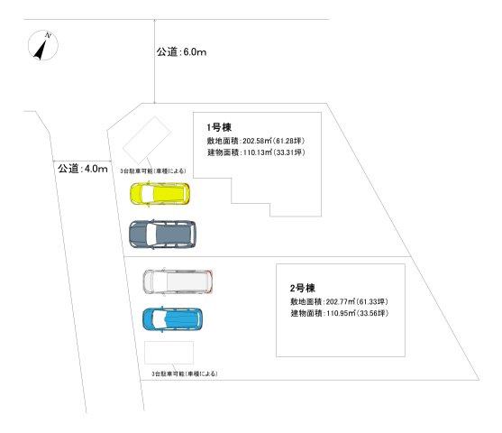 吉川市　上内川　新築戸建　全2棟の区画図|区画図です